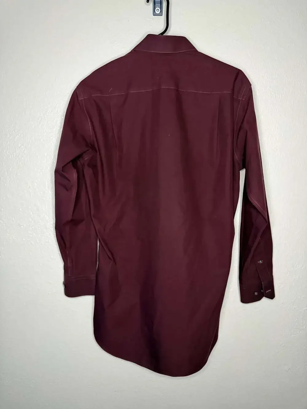 Paul Fredrick Men's Burgundy Non-Iron Two Ply Cotton Slim Fit Dress15 x 31